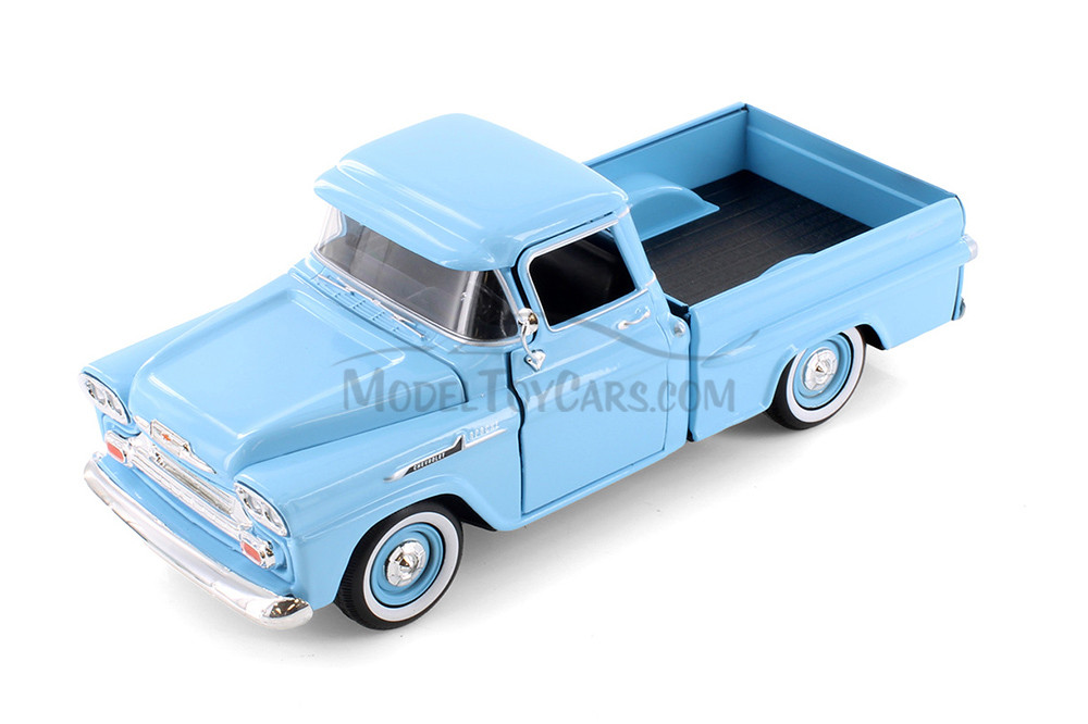 Chevy Apache Fleetside Pickup Truck, Blue & Red - Showcasts 71311D - 1/24 Scale Set of 4 Model Cars