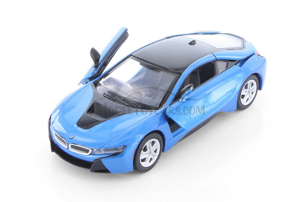 2018 BMW i8 Coupe, Blue & White - Showcasts 71359D - 1/24 Scale Set of 4 Diecast Model Toy Cars