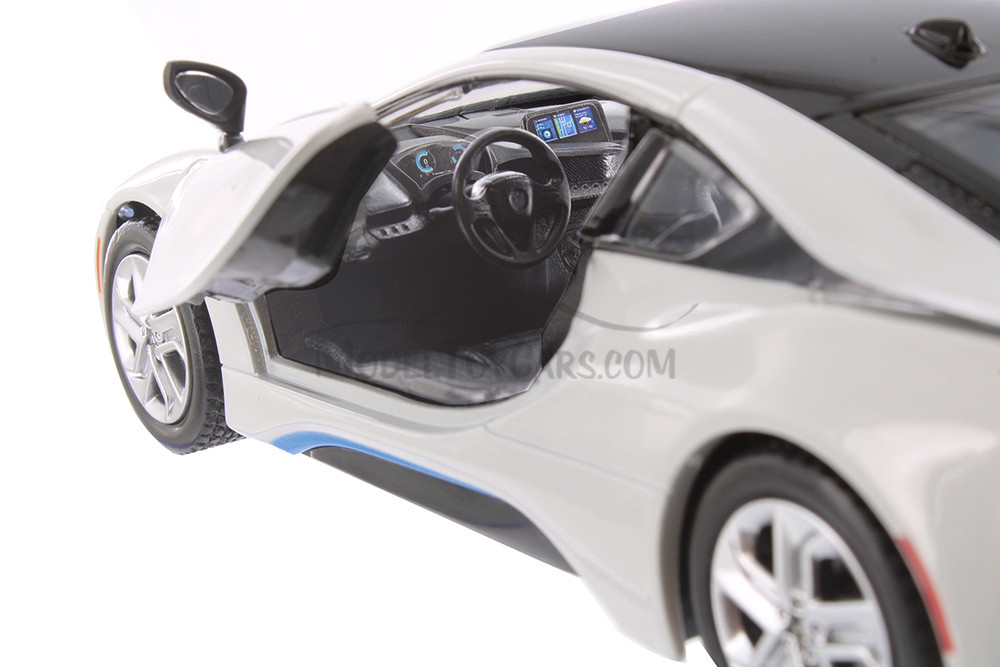 2018 BMW i8 Coupe, Blue & White - Showcasts 71359D - 1/24 Scale Set of 4 Diecast Model Toy Cars