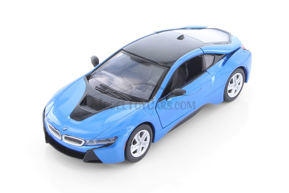 2018 BMW i8 Coupe, Blue & White - Showcasts 71359D - 1/24 Scale Set of 4 Diecast Model Toy Cars