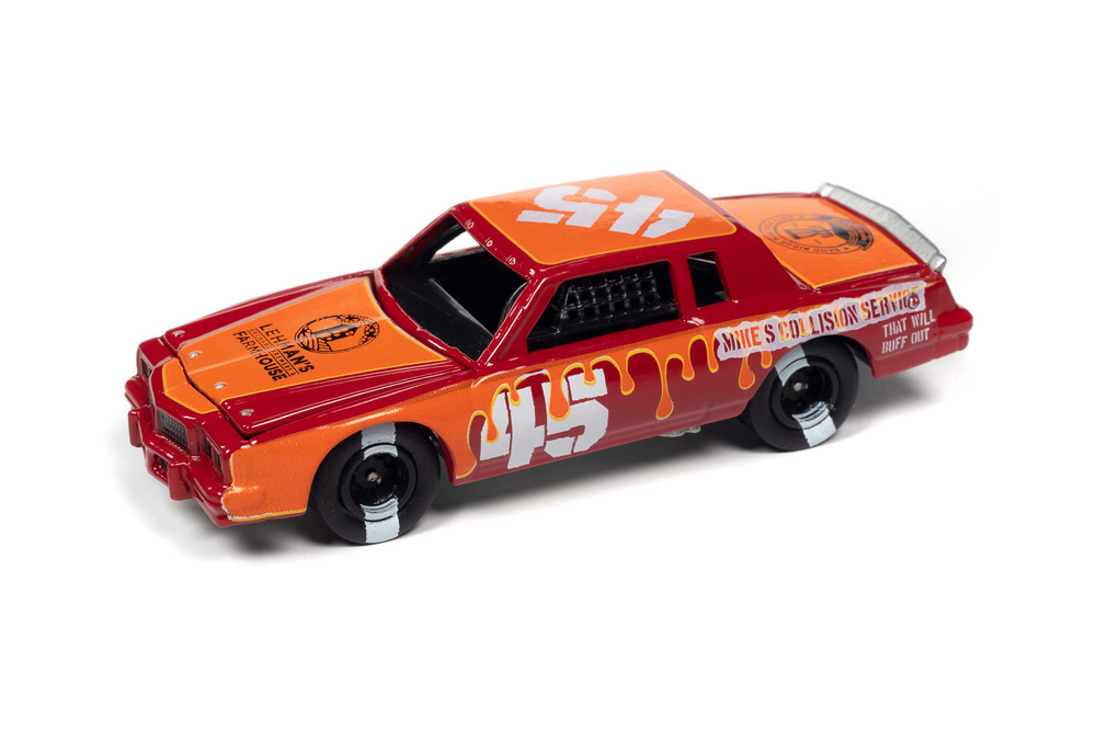 1982 Pontiac Grand Prix Stock Car, Red w/Orange Graphics, Johnny Lightning JLSF024/48B - 1/64 Scale