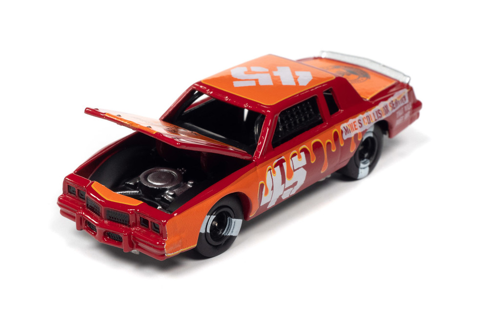 1982 Pontiac Grand Prix Stock Car, Red w/Orange Graphics, Johnny Lightning JLSF024/48B - 1/64 Scale