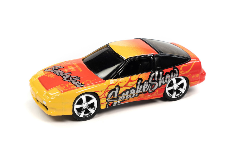 1990 Nissan 240SX Smoke Show Graphics, Red W/Yellow - Johnny Lightning JLSF024/48B - 1/64 Scale Car
