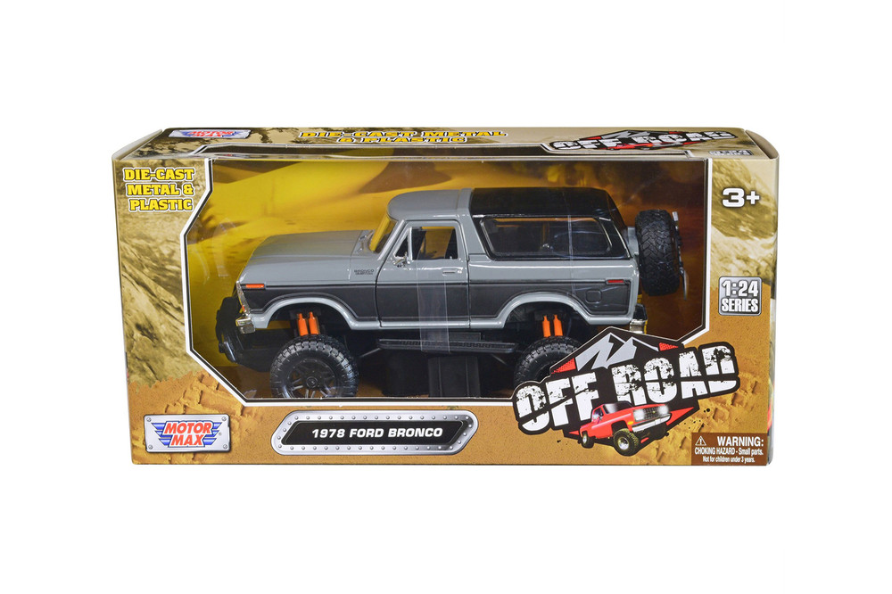 1978 Ford Bronco, Gray w/Black Accents - Motor Max 79148 - 1/24 Scale Diecast Model Toy Car