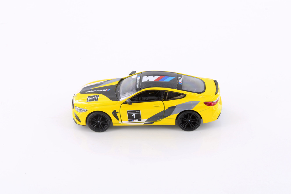 BMW M8 Competition Coupe Livery Edition, Yellow - Kinsmart 5425DF - 1/38 Scale Diecast Model Car