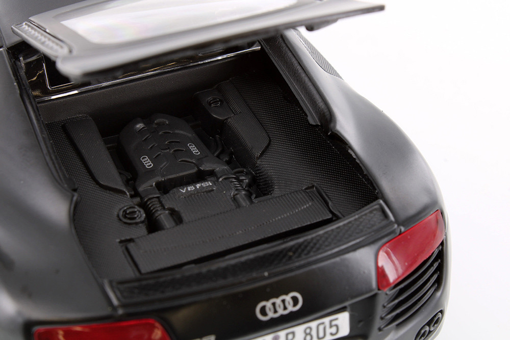Audi R8 Hard Top, Matte Black - Showcasts 37281 - 1/24 Scale Diecast Model Toy Car