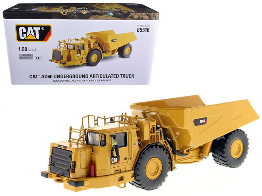 Caterpillar AD60 Articulated Underground Truck with Operator, Yellow - Diecast Masters 85516 - 1/50 scale Diecast Vehicle Replica