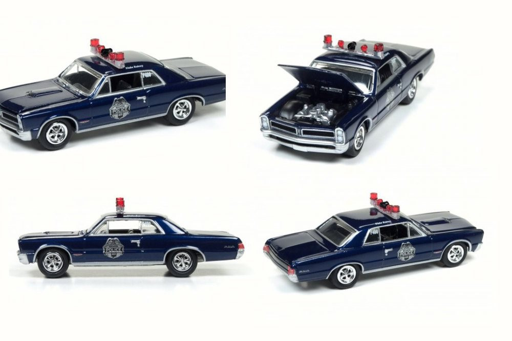 1965 Pontiac GTO, Dark Blue - Round 2 JLCG003/48B - 1/64 Scale Diecast Model Toy Car