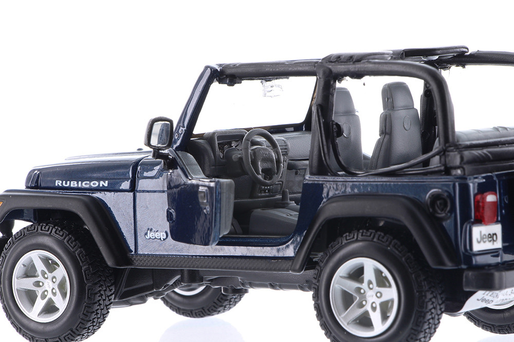 Jeep Wrangler Rubicon Convertible, Blue - Showcasts 37245 - 1/24 Scale Set of 4 Diecast Model Cars