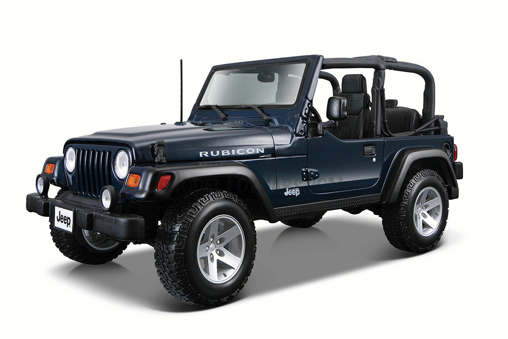 Jeep Wrangler Rubicon Convertible, Blue - Showcasts 37245 - 1/24 Scale Set of 4 Diecast Model Cars