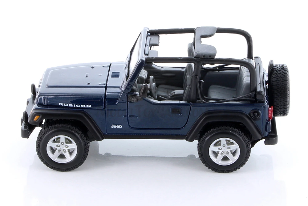 Jeep Wrangler Rubicon Convertible, Blue - Showcasts 37245 - 1/24 Scale Set of 4 Diecast Model Cars