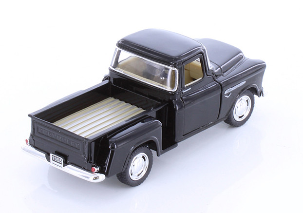 1955 Chevy Stepside Pickup Truck, Black - Kinsmart 5330/5D - 1/32 Scale Diecast Model Toy Car