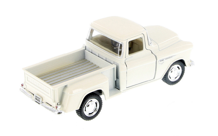 1955 Chevy Stepside Pickup Truck, White - Kinsmart 5330/5D - 1/32 Scale Diecast Model Toy Car