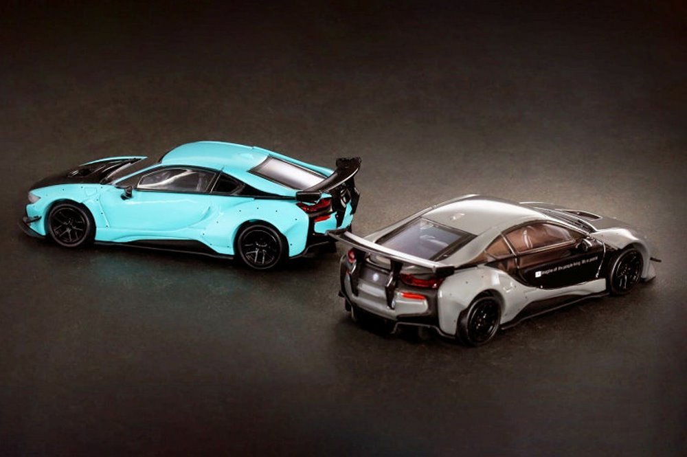 Liberty Walk BMW i8, Black /Gray - Paragon PA55146GY - 1/64 scale Diecast Model Toy Car