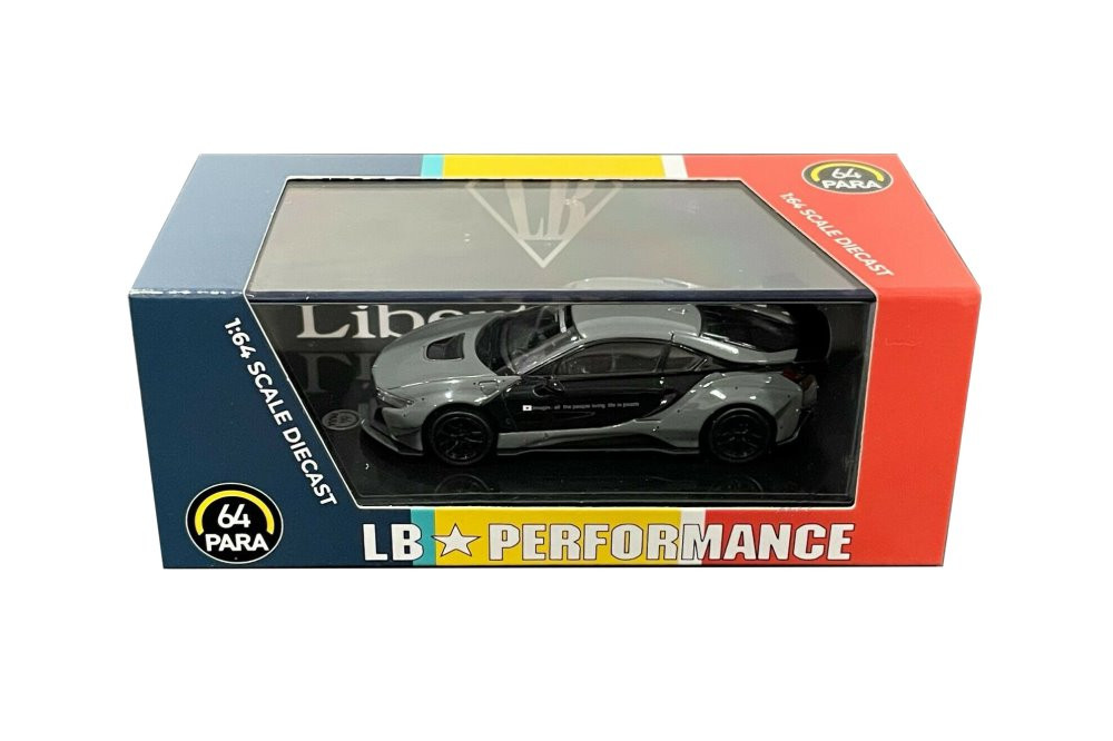 Liberty Walk BMW i8, Black /Gray - Paragon PA55146GY - 1/64 scale
