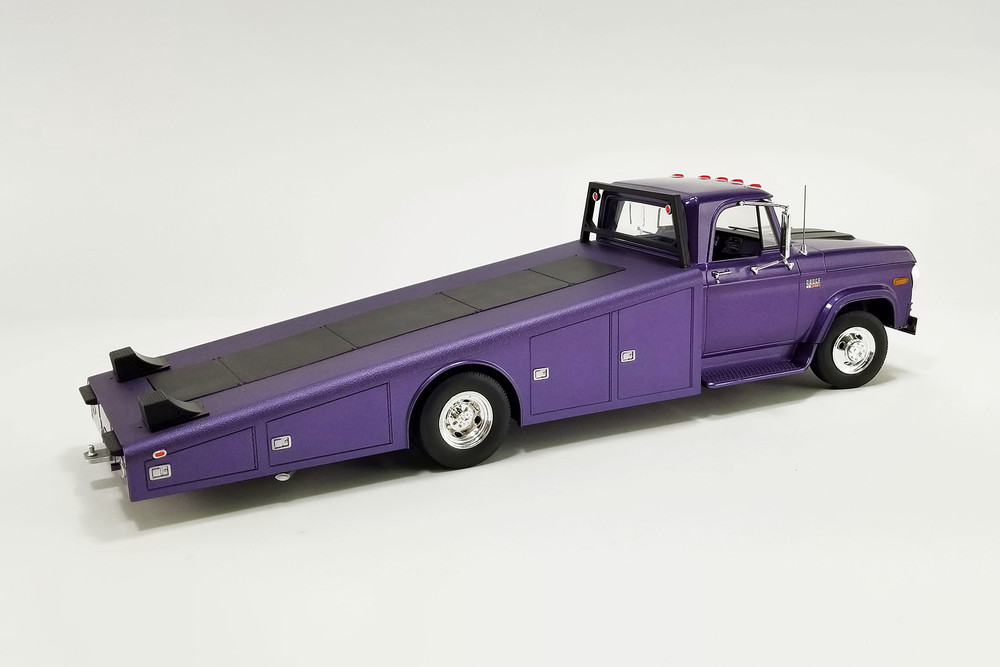 1970 Dodge D-300 Ramp Truck, Plum Purple - Acme A1801913 - 1/18 Scale Diecast Model Toy Car
