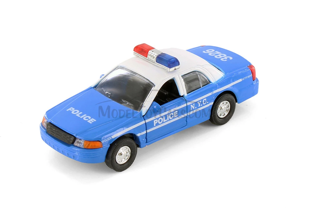 NYC Police Car, White/Black/Blue - Showcasts 9985DNY/3 - 5" Scale Set of 12 Diecast Model Toy Cars