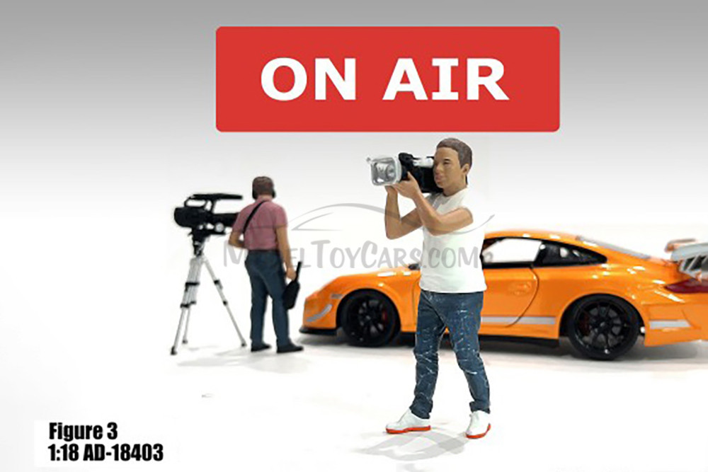 On Air Figure 3, Camera Guy 2, White /Blue - Showcasts AD-18403 - 1/18 Scale Diorama Figurine