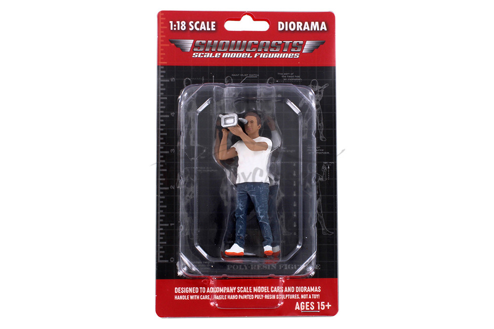 On Air Figure 3, Camera Guy 2, White /Blue - Showcasts AD-18403 - 1/18 Scale Diorama Figurine