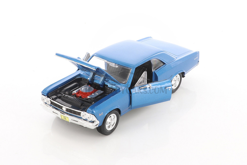 1966 Chevy Chevelle SS 396 Hardtop, Blue - Showcasts 38960BU - 1/24 Scale Diecast Model Toy Car