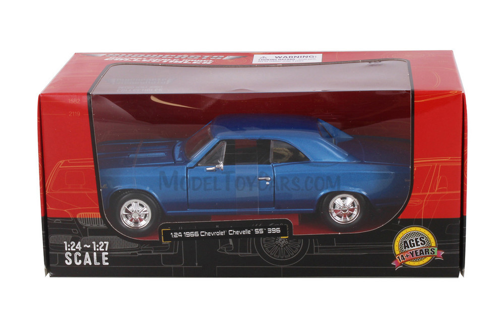 1966 Chevy Chevelle SS 396 Hardtop, Blue - Showcasts 38960BU - 1/24 Scale Diecast Model Toy Car