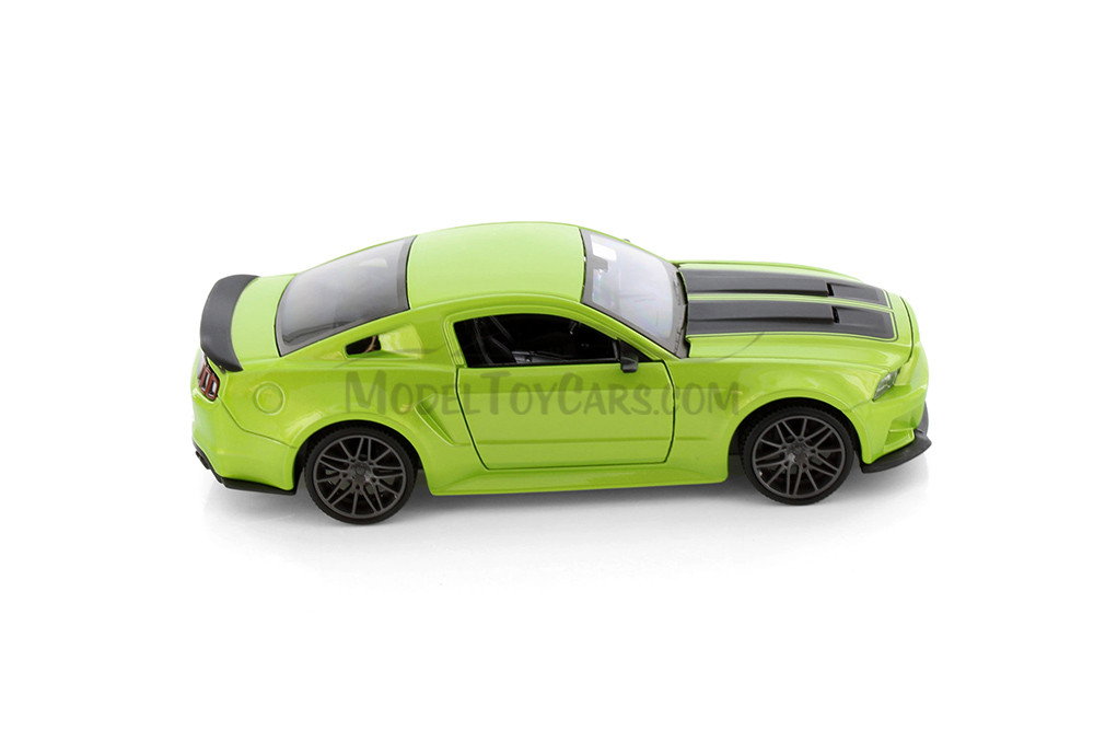2014 Ford Mustang Street Racer Hardtop, Green w/Black Stripes - Showcasts 38506GN - 1/24 Scale Car