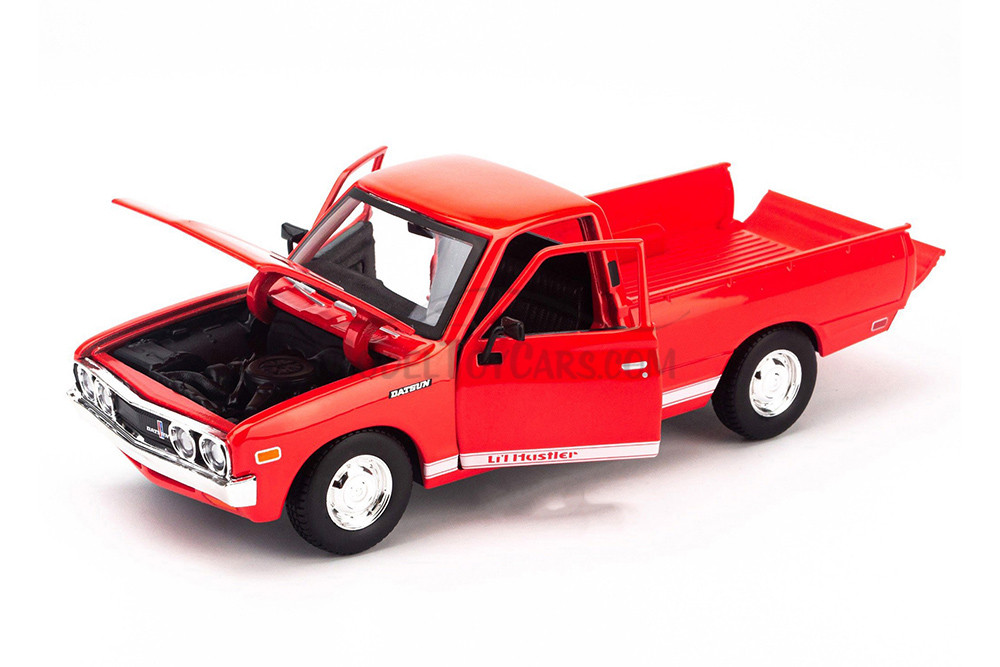 1973 Datsun 620 Pickup Truck, Red - Showcasts 37522 - 1/24 Scale Set of 4 Diecast Model Toy Cars