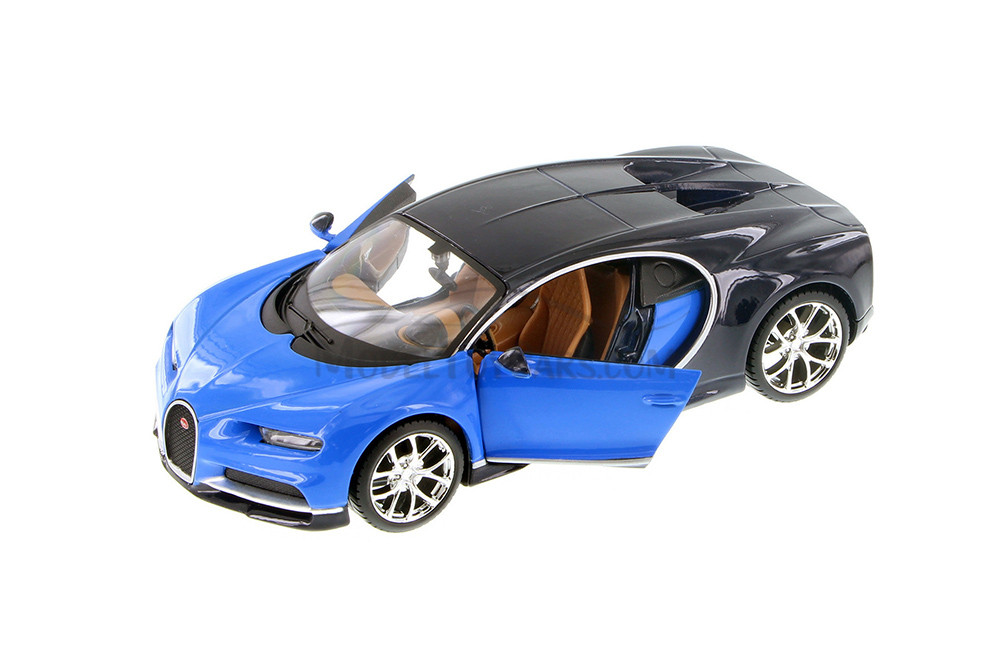 Bugatti Chiron, Blue - Showcasts 37514 - 1/24 Scale Set of 4 Diecast Model Toy Cars