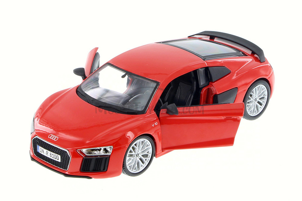 Audi R8 Plus Hard Top, Gray & Red - Showcasts 37513 - 1/24 Scale Set of 4 Diecast Model Toy Cars