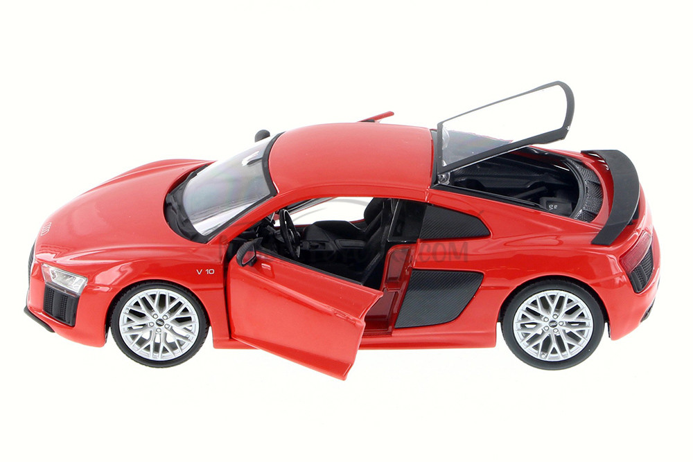 Audi R8 Plus Hard Top, Gray & Red - Showcasts 37513 - 1/24 Scale Set of 4 Diecast Model Toy Cars