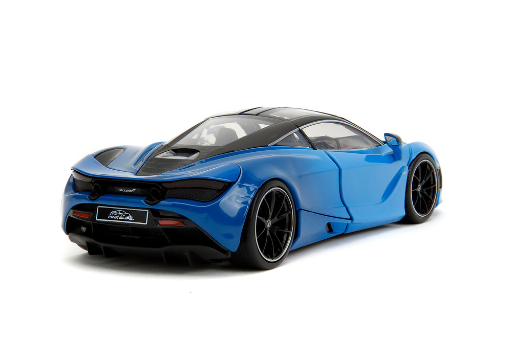 McLaren 720S w/Display Base, Blue w/Black Roof - Jada Toys 34850 - 1/24 Scale Diecast Model Toy Car