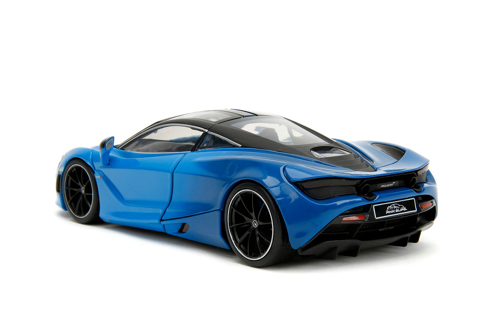 McLaren 720S w/Display Base, Blue w/Black Roof - Jada Toys 34850 - 1/24 Scale Diecast Model Toy Car