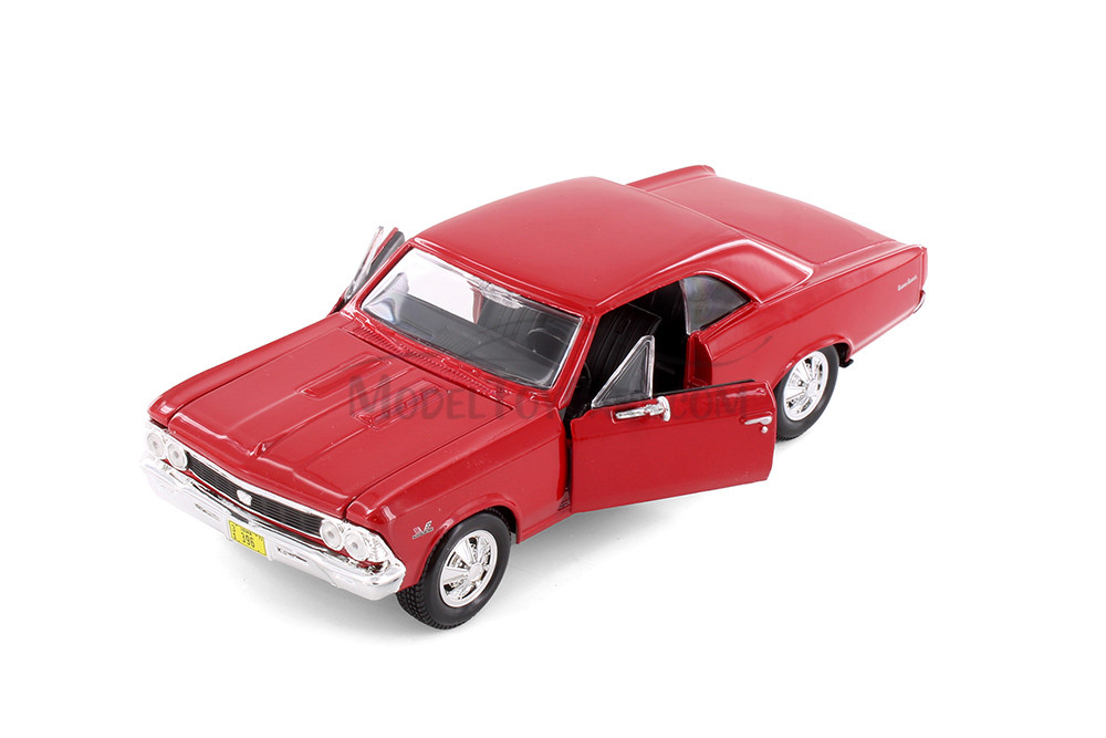 1966 Chevy Chevelle SS 396 Hardtop, Black & Red, Showcasts 37960/2 - 1/24 Scale Set of 4 Model Cars