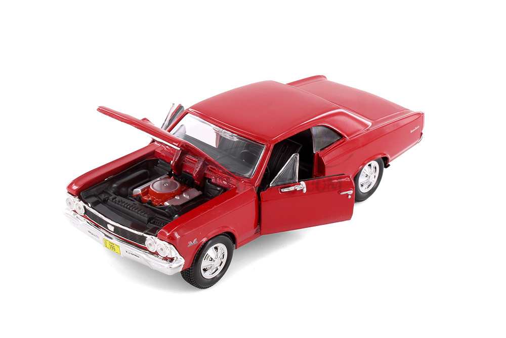 1966 Chevy Chevelle SS 396 Hardtop, Black & Red, Showcasts 37960/2 - 1/24 Scale Set of 4 Model Cars