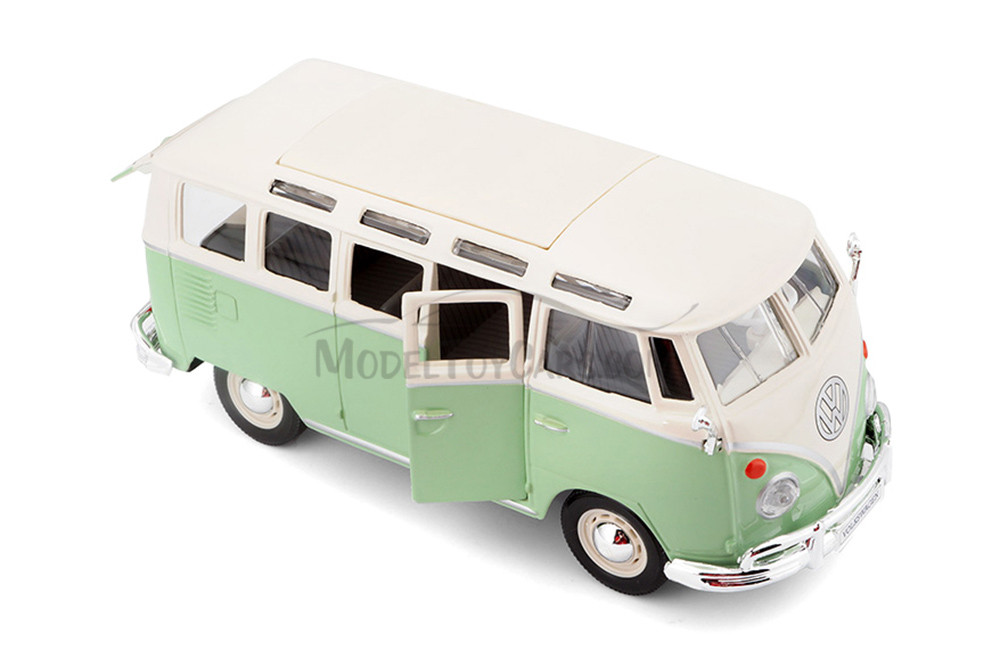 Volkswagen Van "Samba", Green & Red - Showcasts 37956 - 1/25 Scale Set of 4 Diecast Model Toy Cars