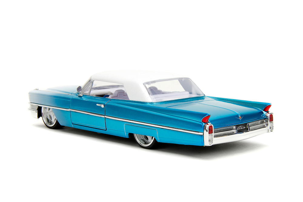 1963 Cadillac w/Display Base, Blue-White Gradient - Jada Toys 34897 - 1/24 Scale Diecast Model Car