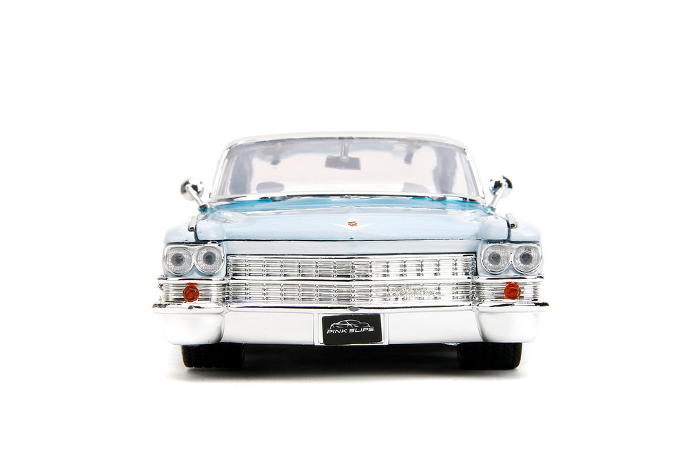 1963 Cadillac w/Display Base, Blue-White Gradient - Jada Toys 34897 - 1/24 Scale Diecast Model Car