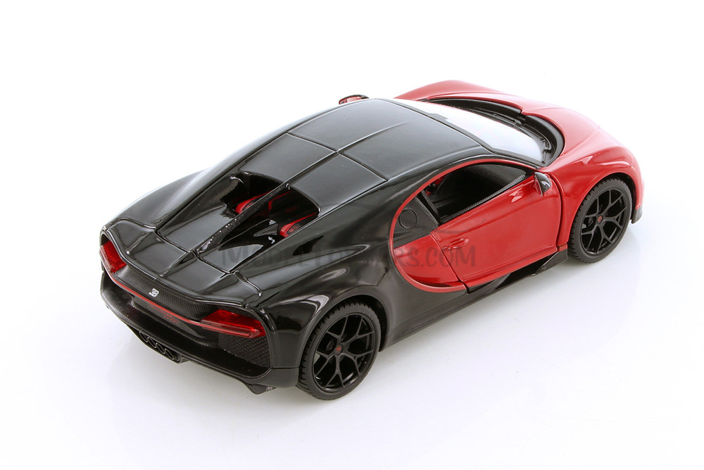 Bugatti Chiron, Black, Red, Blue - Showcasts 37524/14 - 1/24 Scale Set of 4 Diecast Model Toy Cars