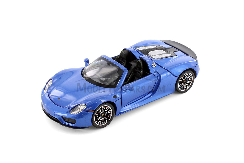 Porsche 918 Spyder, Gray & Blue - Showcasts 68243D - 1/24 Scale Set of 4 Diecast Model Toy Cars