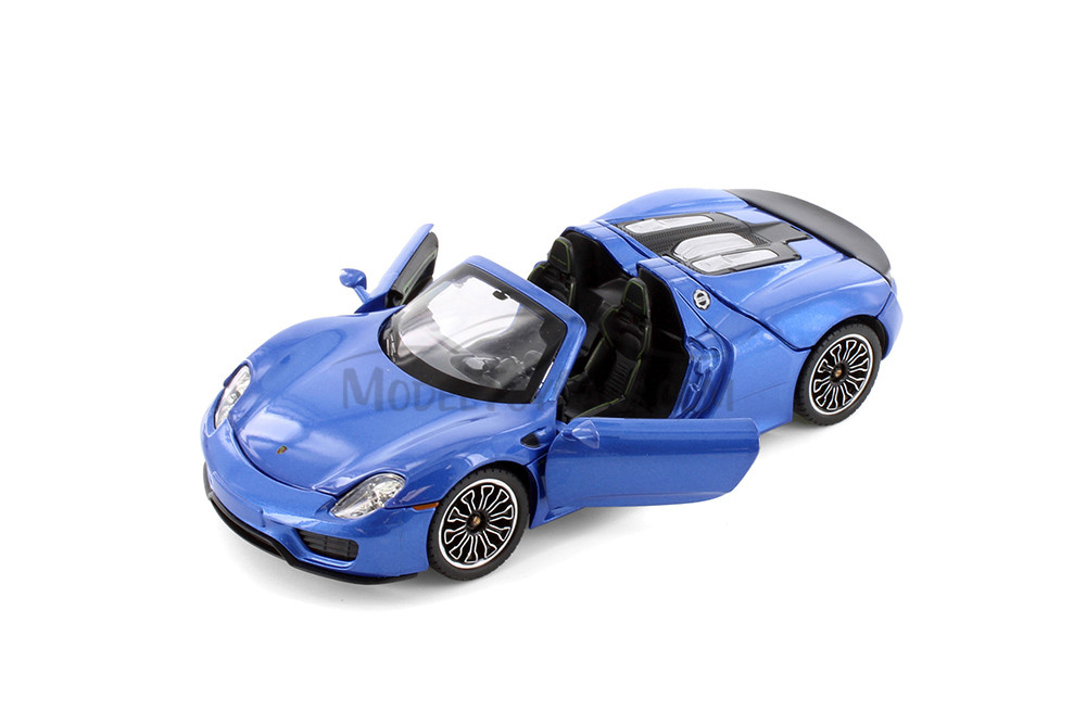 Porsche 918 Spyder, Gray & Blue - Showcasts 68243D - 1/24 Scale Set of 4 Diecast Model Toy Cars