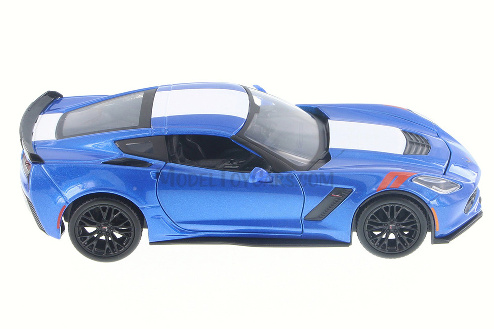 2017 Chevy Corvette Grand Sport Hardtop, Blue & Gray - Showcasts 37516 - 1/24 Scale Set of 4 Cars