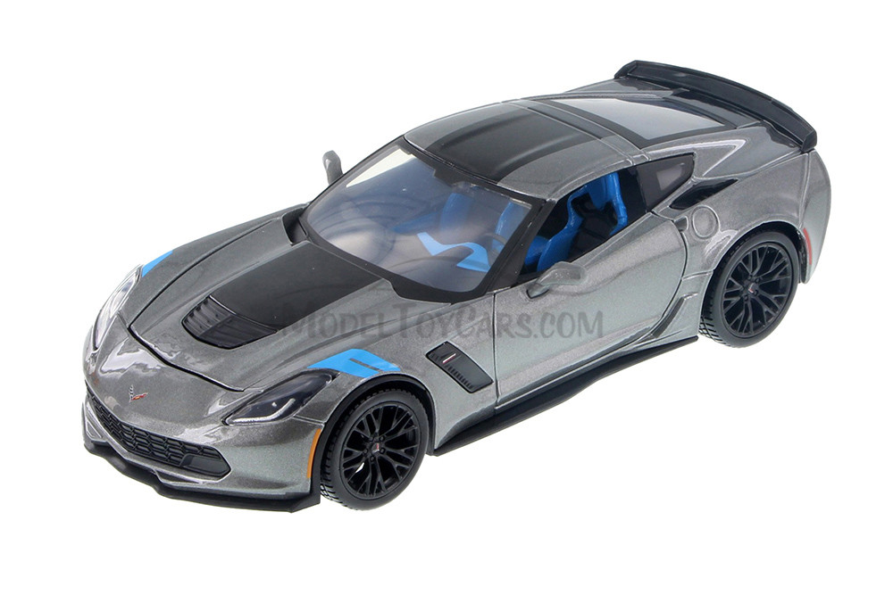 2017 Chevy Corvette Grand Sport Hardtop, Blue & Gray - Showcasts 37516 - 1/24 Scale Set of 4 Cars