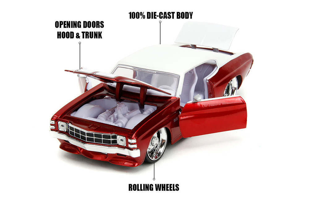 1971 Chevy Chevelle SS Hardtop, Candy Red w/White - Jada Toys 35020 - 1/24 Scale Diecast Model Car