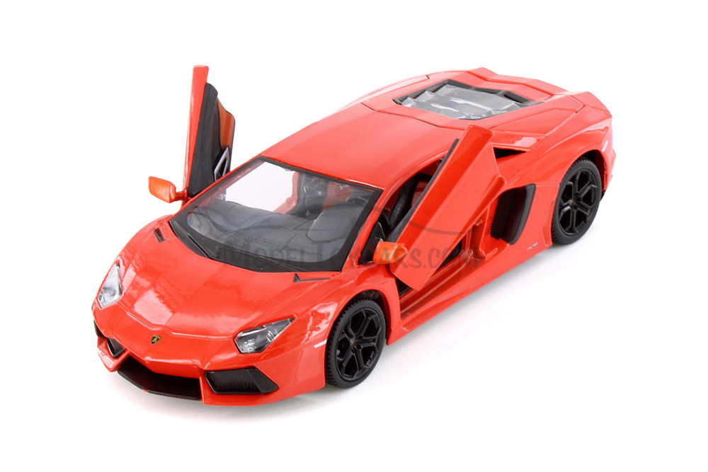 Lamborghini Aventador Coupe, Orange - Showcasts 37210 - 1/24 Scale Set of 4 Diecast Model Toy Cars