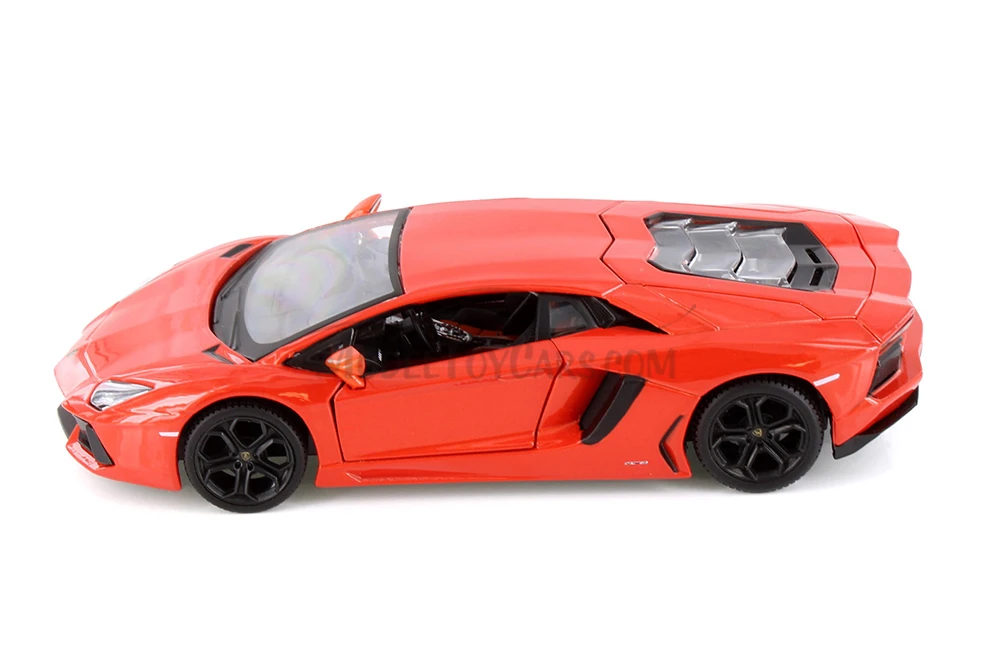 Lamborghini Aventador Coupe, Orange - Showcasts 37210 - 1/24 Scale Set of 4 Diecast Model Toy Cars