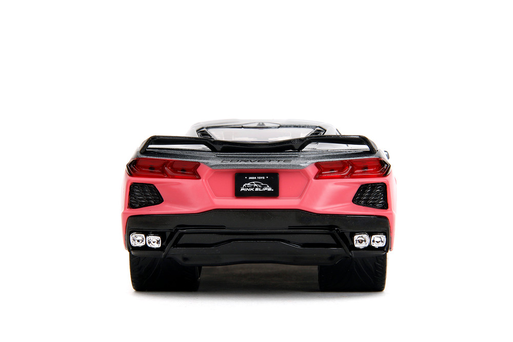 2020 Chevy Corvette Stingray w/Display Base, Metallic Gray /Pink - Jada Toys 35068 - 1/24 Scale Car