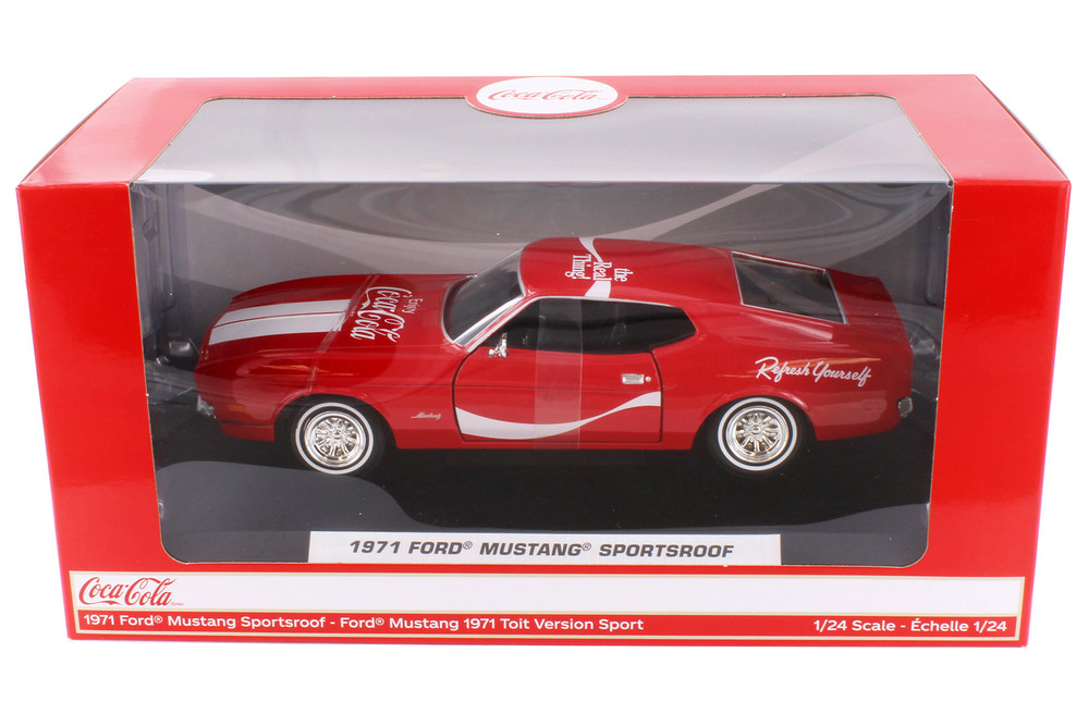 Coca-Cola 1971 Ford Mustang Sportsroof, Red - Motor City Classics 424071 - 1/24 Scale Diecast Car