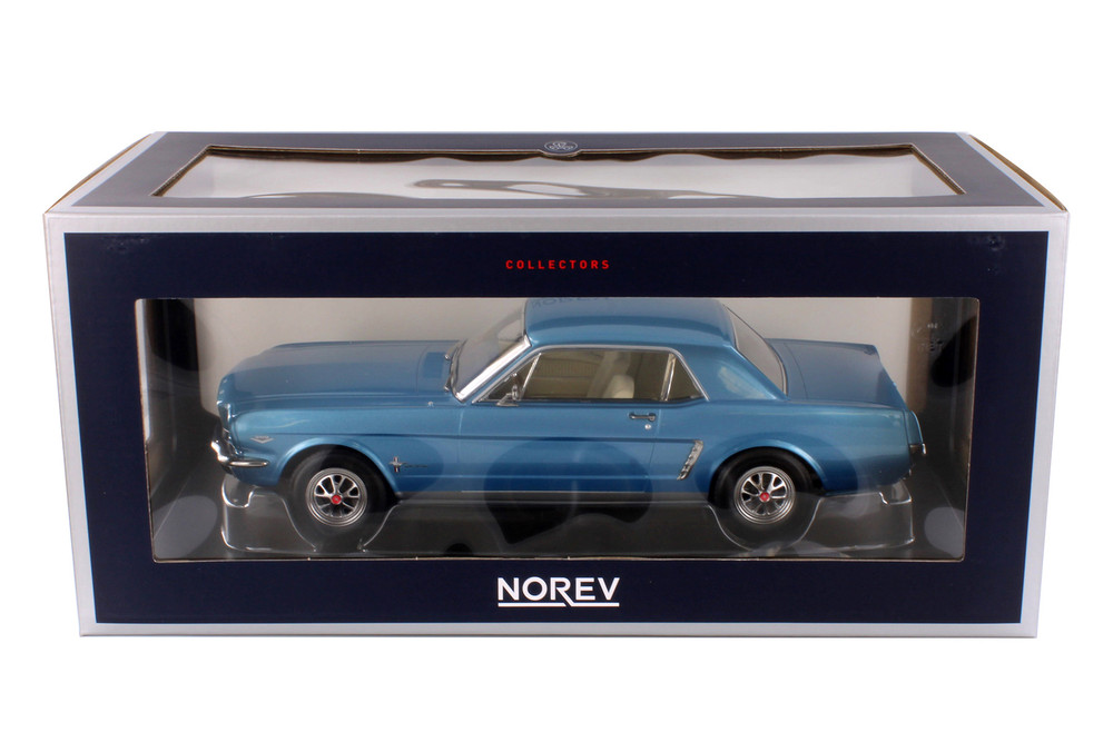1965 Ford Mustang Hardtop Coupe, Turquoise Metallic - Norev 182800 - 1/18  Scale Diecast Model Car