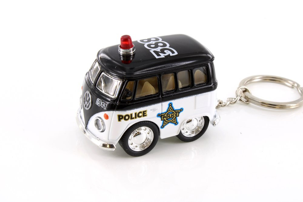 Little Van Key Chain Police Edition, Black - Kinsmart 2002DPRK - Diecast Model Toy Car