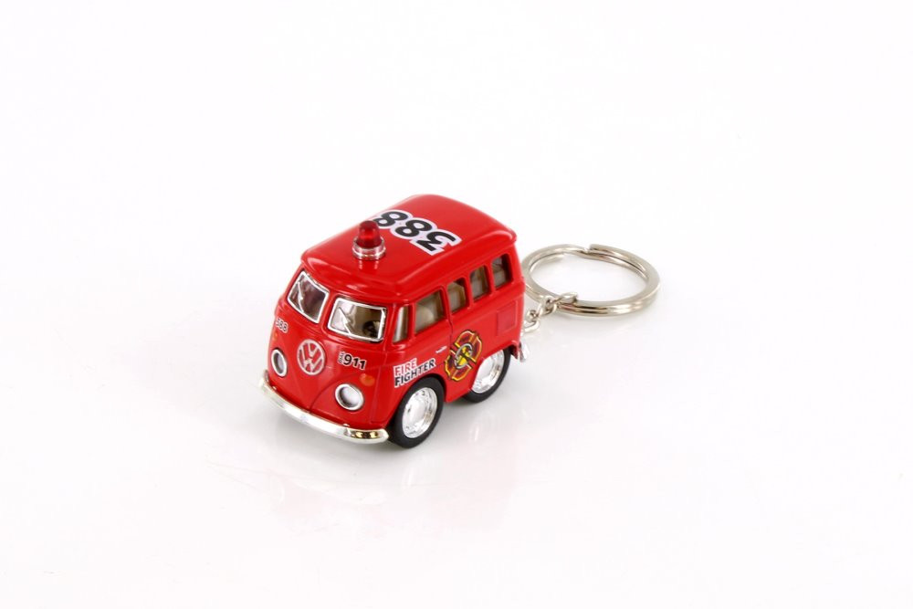 Little Van Key Chain Firefighter Edition, Red - Kinsmart 2002DPRK - Diecast Model Toy Car